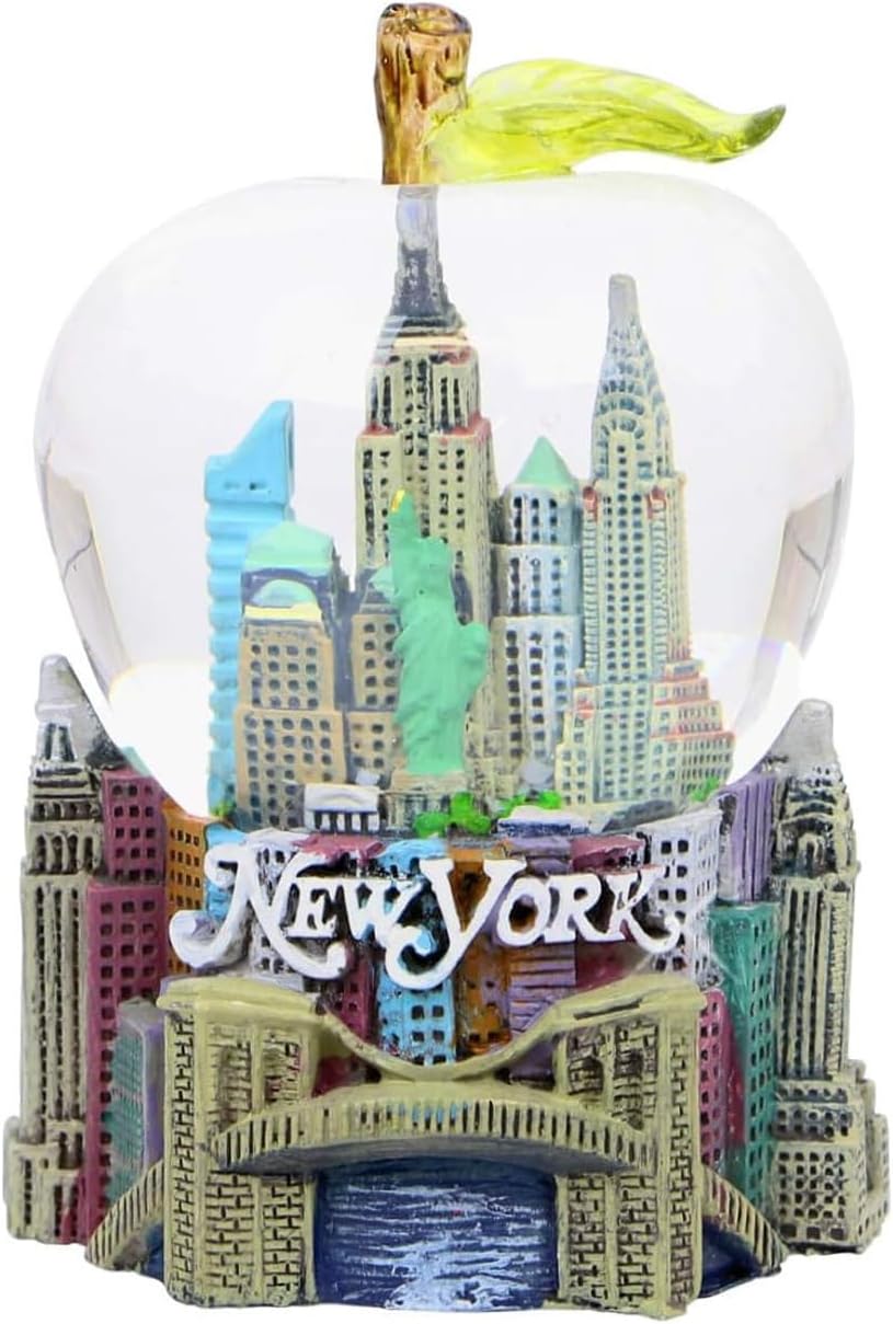 Mini New York City Snow Globe Apple Leaf 2.5 Inch NYC Snow Globe