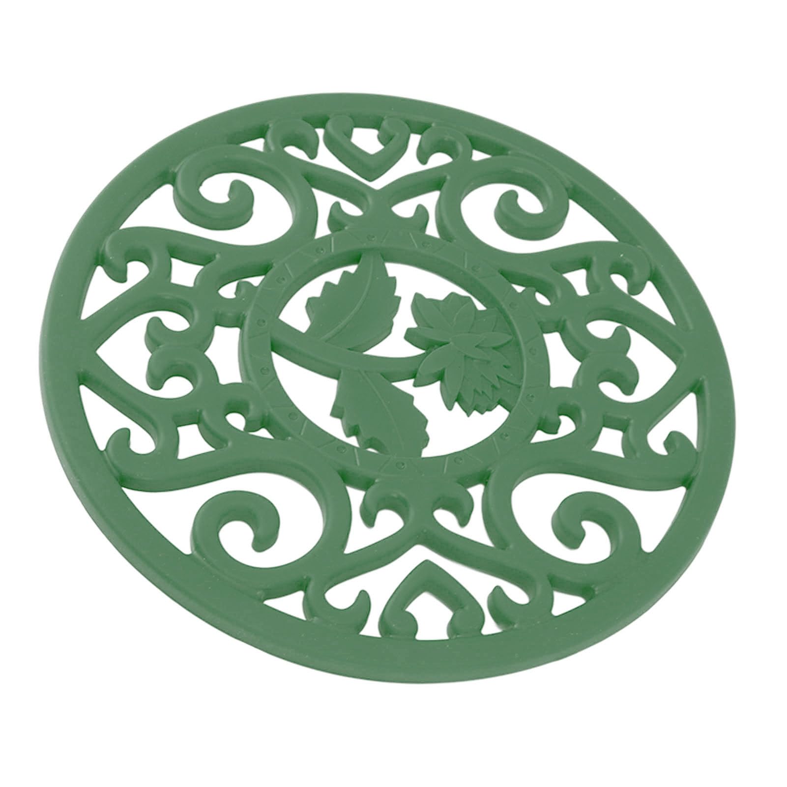 Silicone Trivet Mat Modern Elegance with Holder Hot Pot Stand Perfect Round Teapot Stand for All Your Scalding Tea Needs (Green)