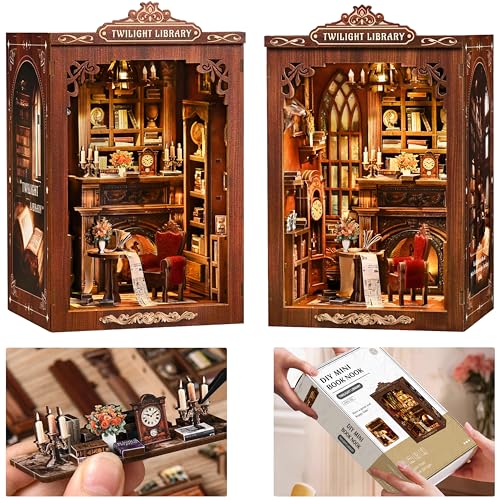ISSEVE Book Nook Kit, DIY Miniature House Kit for Adults Teen Beginners, Dollhouse Mini Booknook...