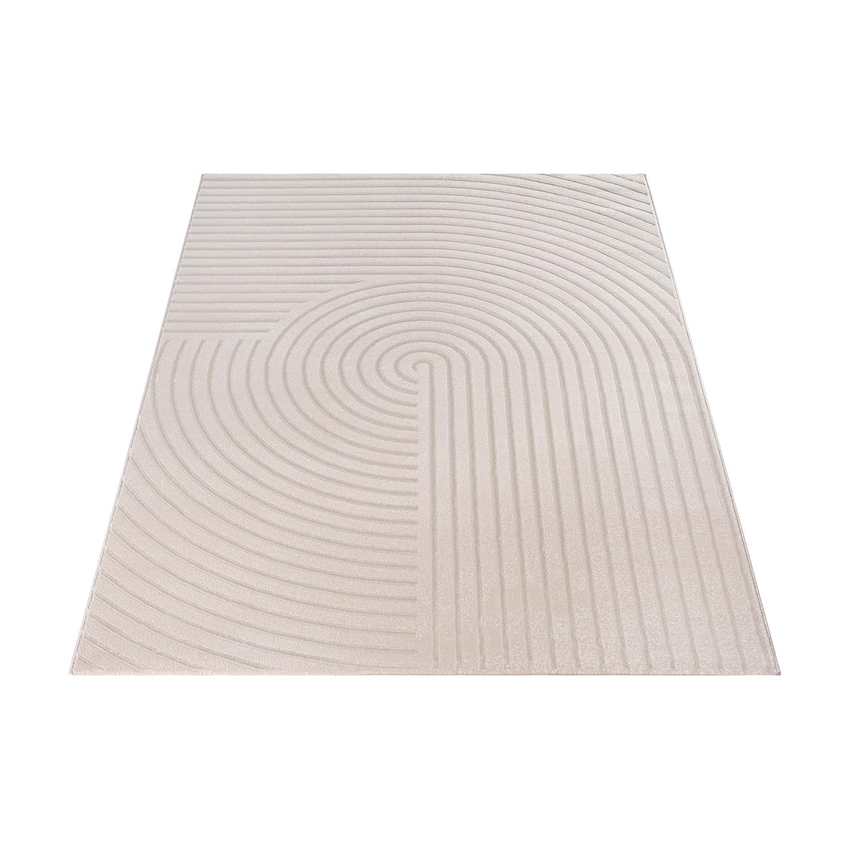 the carpet Knight Tapis de Salon de Luxe à Poils Courts Doux au Toucher, Effet 3D et détails Brillants raffinés dans Une Structure très Profonde, Beige, 200 x 290 cm