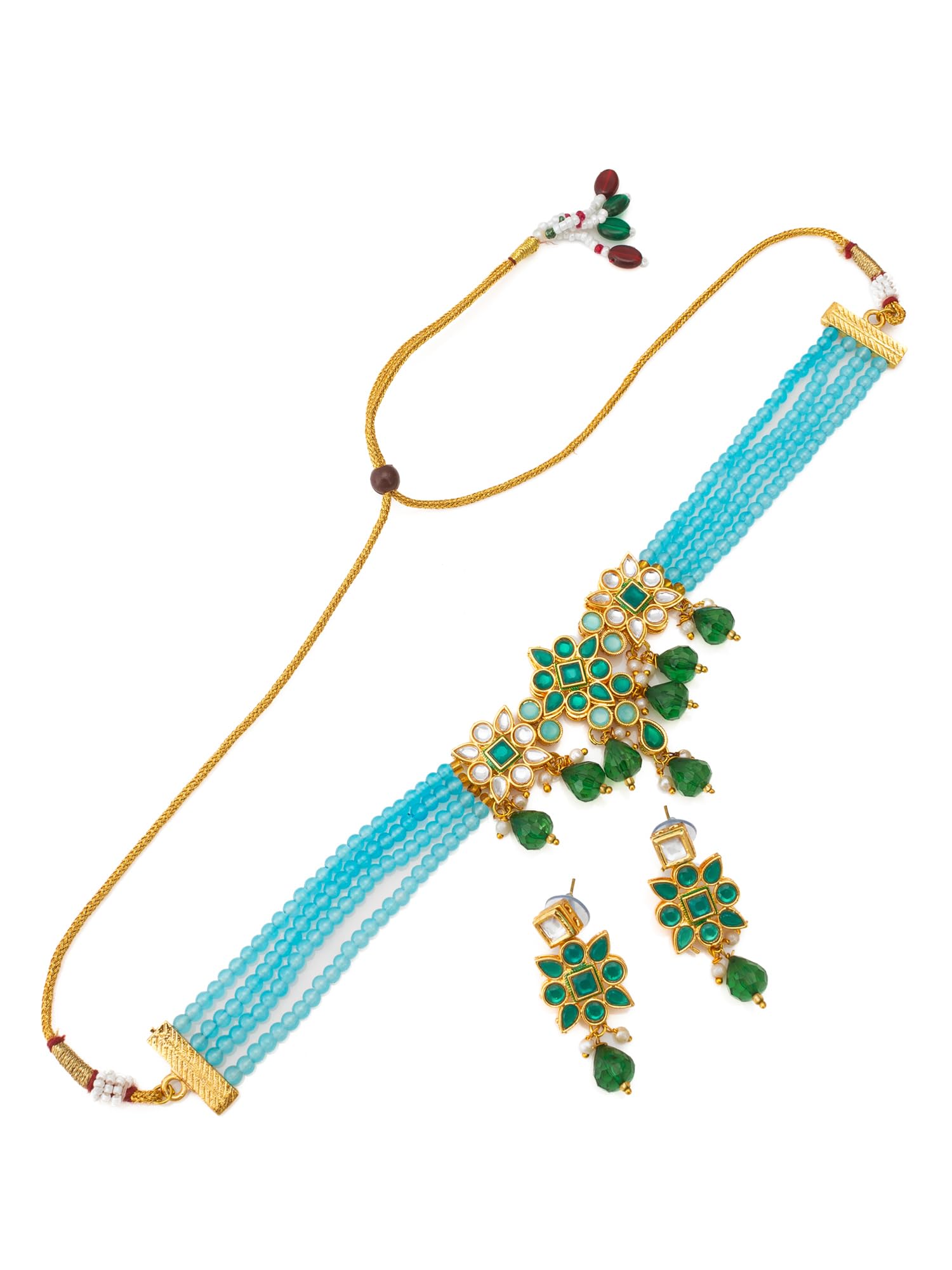 Gold Toned Kundan and Pearl Choker Jewellery Set - NK4674