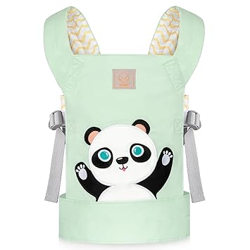 GAGAKU Doll Carrier for Kids Toy Baby Doll Carrier Reborn Doll Carrier Toy Baby Doll Sling with Adjustable Straps for American Girl Doll Bitty Baby Doll Accessories - Green - Embroidered Panda