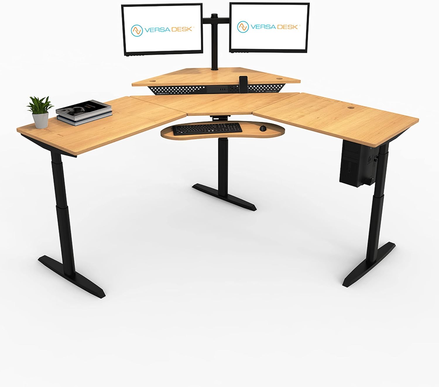 VERSATABLES Powerlift 60 x 60 Inches LShaped Standing Desk Workstation