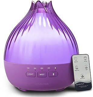 Diffuseur d'arômes, Unipampa Humidificateur à ultrasons, Humidificateur électrique, Bluetooth, Télécommande, Diffuseur d'huile avec 7 Couleurs changeantes et arrêt Automatique, Arrêt Automatique