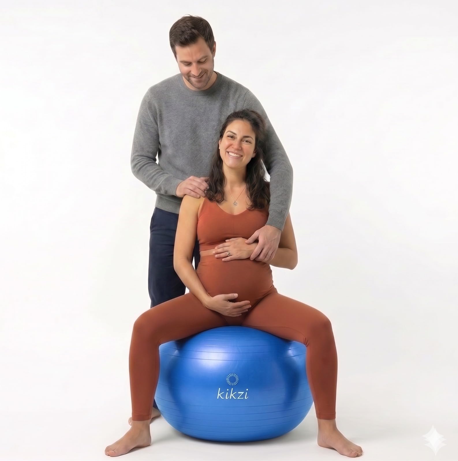 Kikzi Yoga Exercise Gym Ball, 3 Sizes Pregnancy Ball for Balance, Fitness, Anti-Burst Birthing & Heavy Duty Ball Chair with Pump (Blue, 85CM)