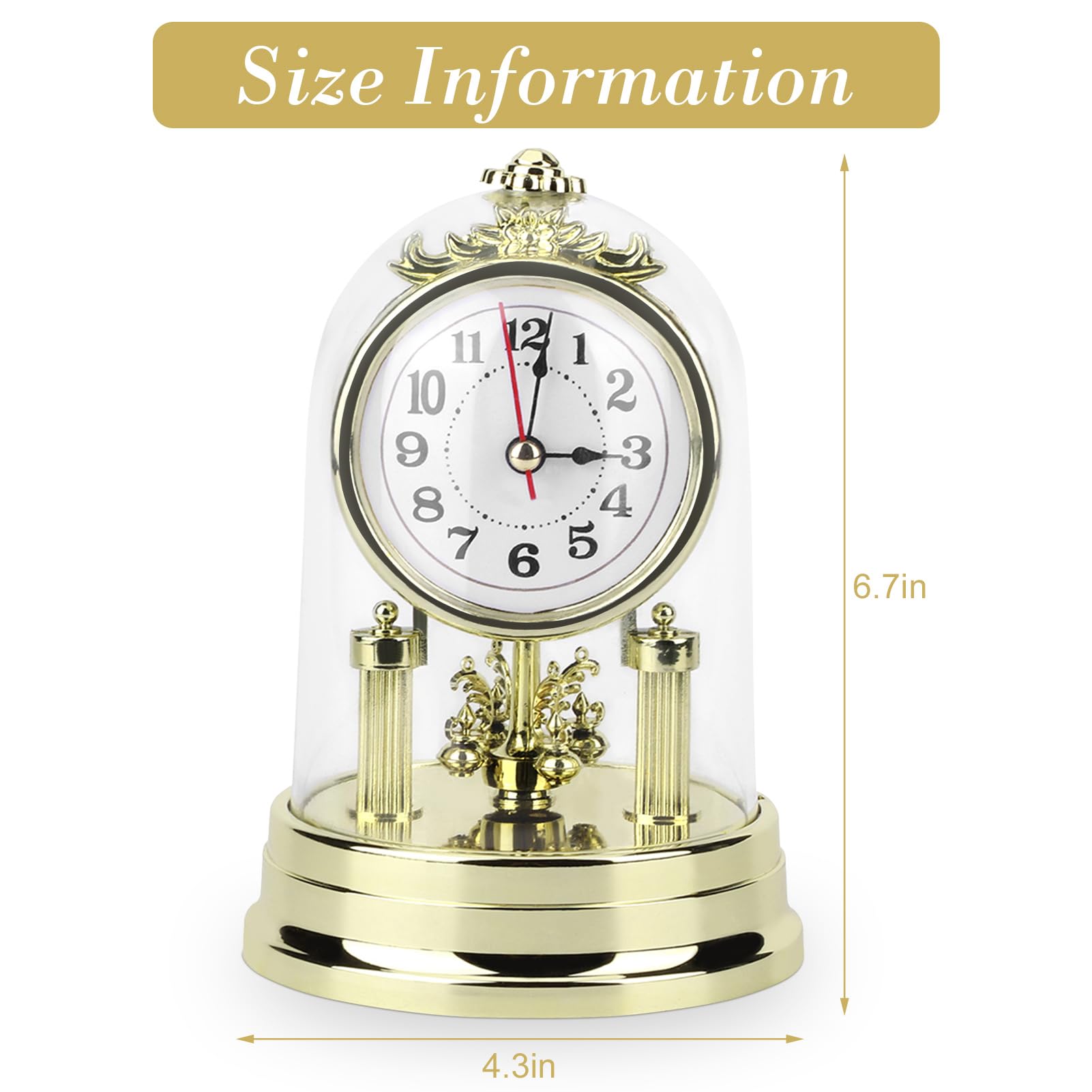 Retro Round Silent Alarm Clock - Image 3