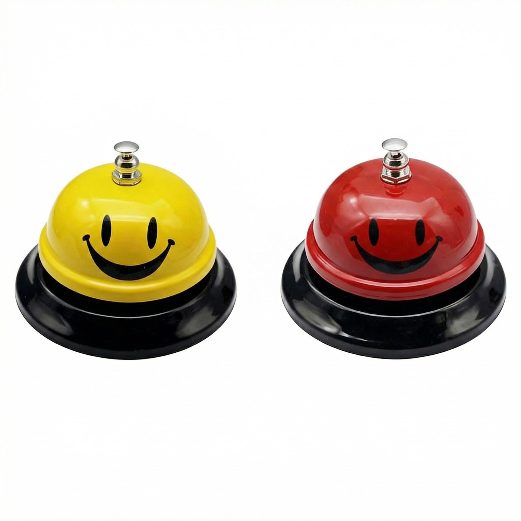 Set of 2 Call Bell for Elderly,QIANSSE Red and Yellow Service Bells Small Metal Desk Bell with Loud Ring Non-Slip Base for Home Office Reception Counter