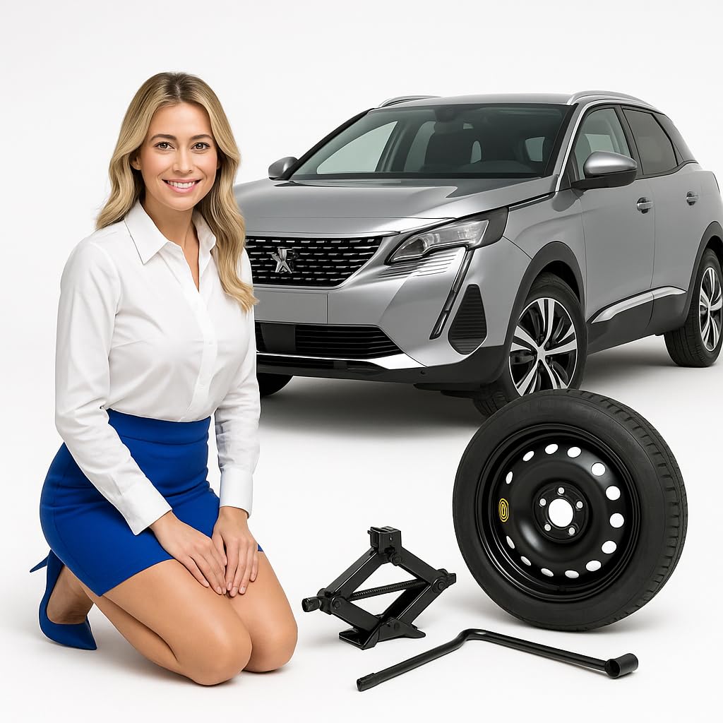 Generico Ruotino di Scorta per Peugeot 3008, 18 Pollici, 5 Fori con cric e chiave