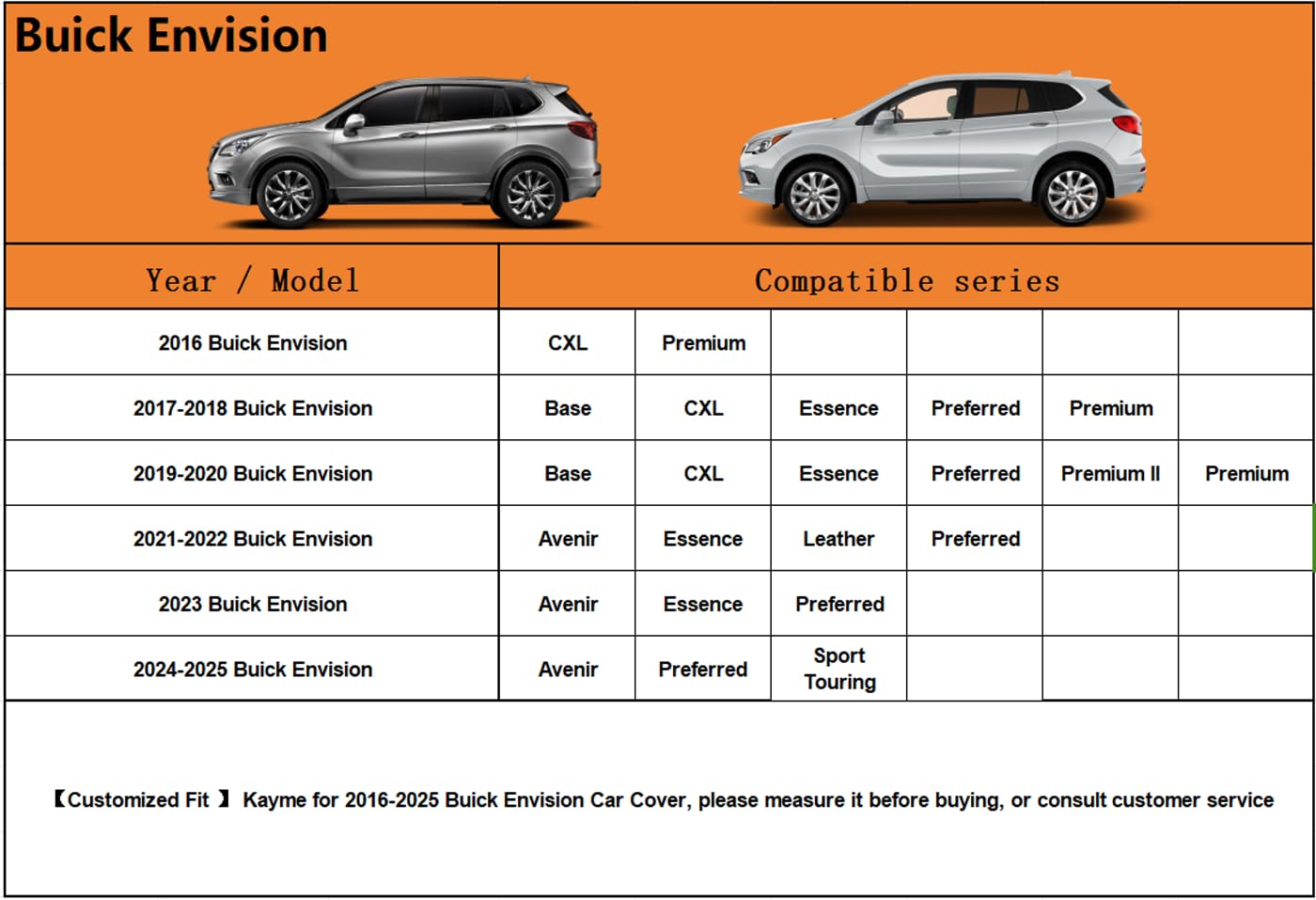 Housse De Voiture Sur-mesure 6 Couches Pour Buick Envision (2015-2025) - Imperméable, Anti-UV