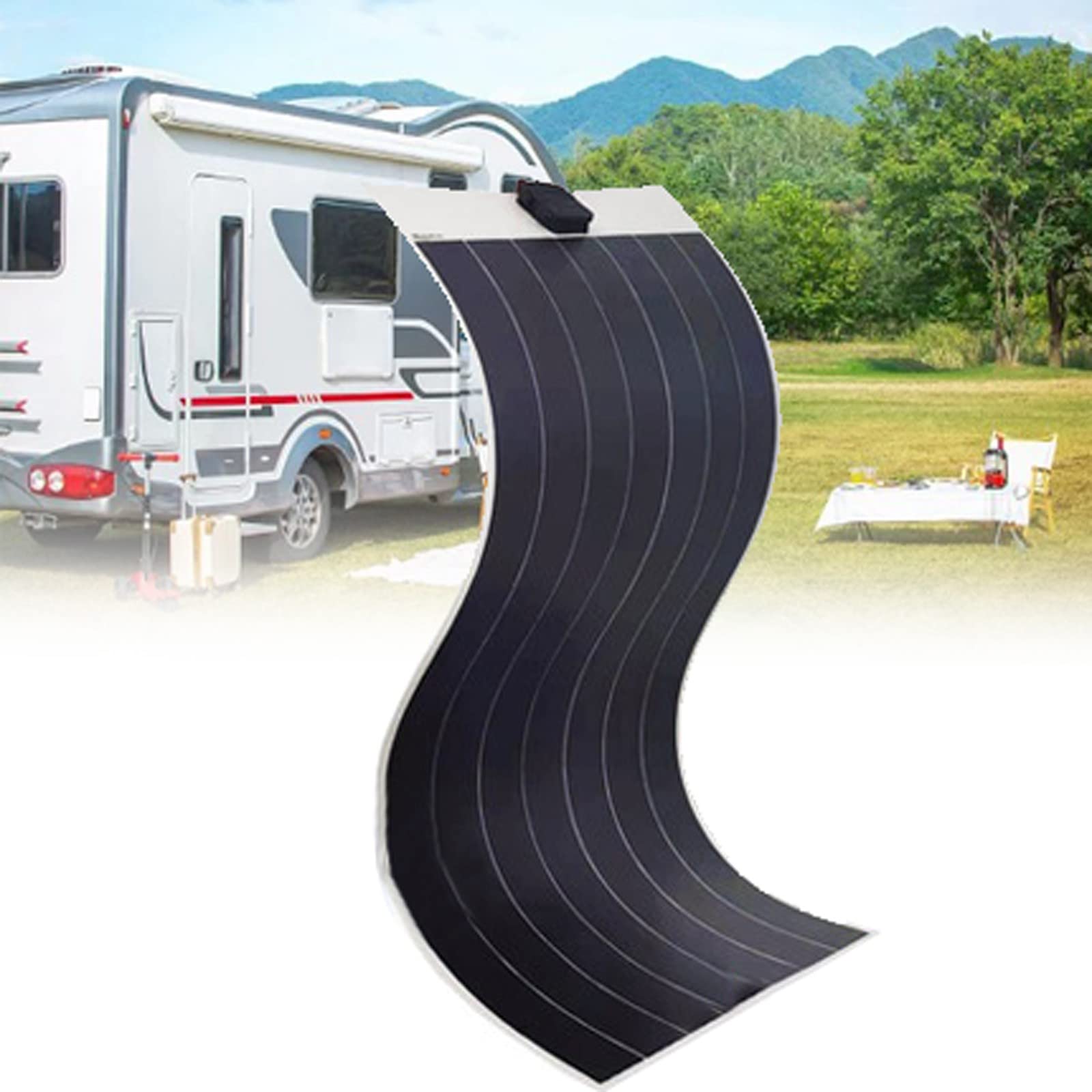 Kit de panel solar flexible, panel de batería de energía portátil impermeable para RV, coche y luz de calle, flexible y fácil de transportar