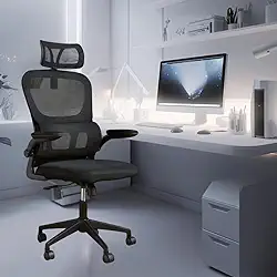 Cadeira de Escritorio Ergonomica com Suporte Lombar Com Estofado de Tela Mesh Inclinavel Ajustavel TOTUS LIFE