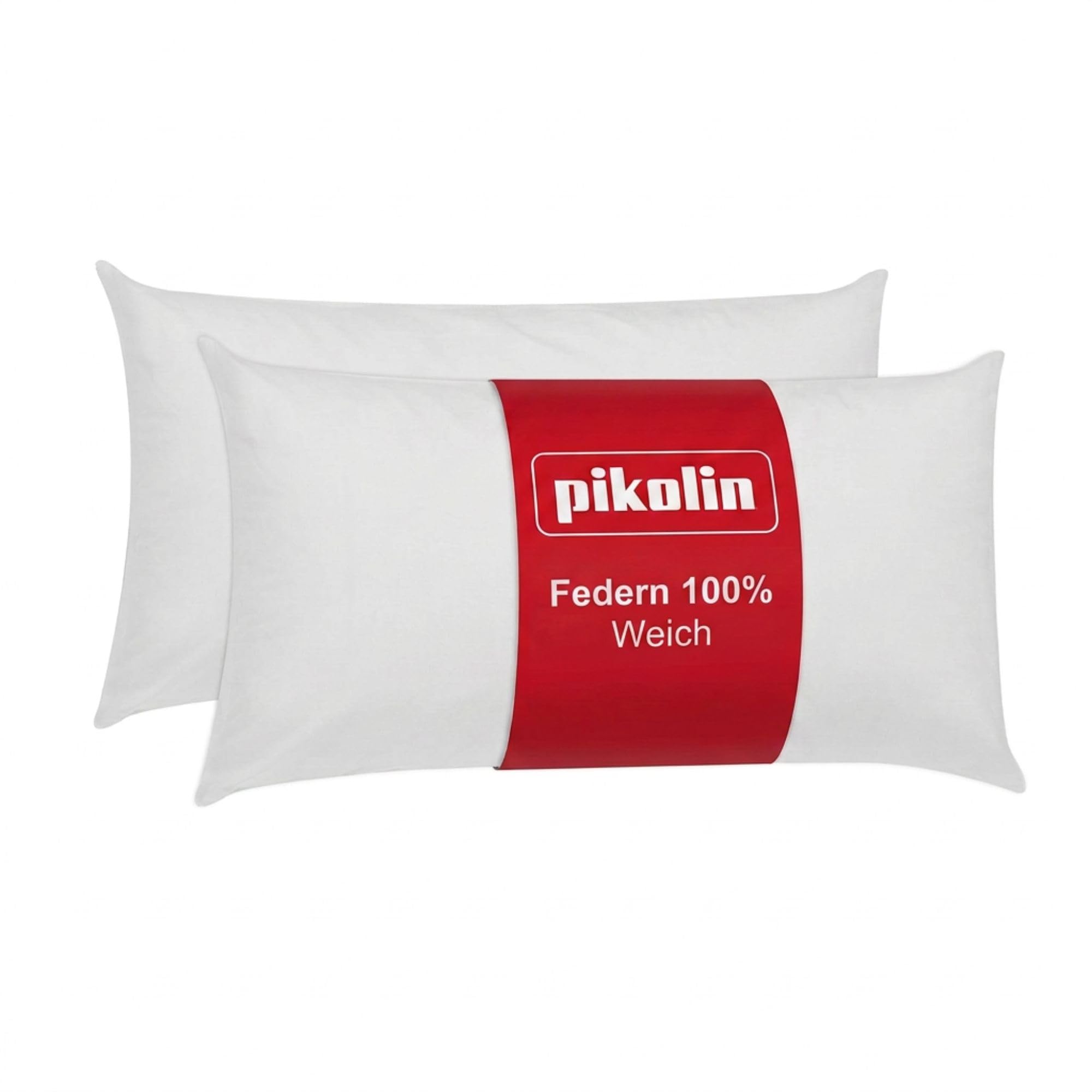 PIKOLIN Kopfkissen 90 x 40 cm – 2er Pack, Bauchschläferkissen, hypoallergene Faserfüllung, Außenbezug aus 100% Reiner Baumwolle, Antimilben-Behandlung, niedrige Festigkeit