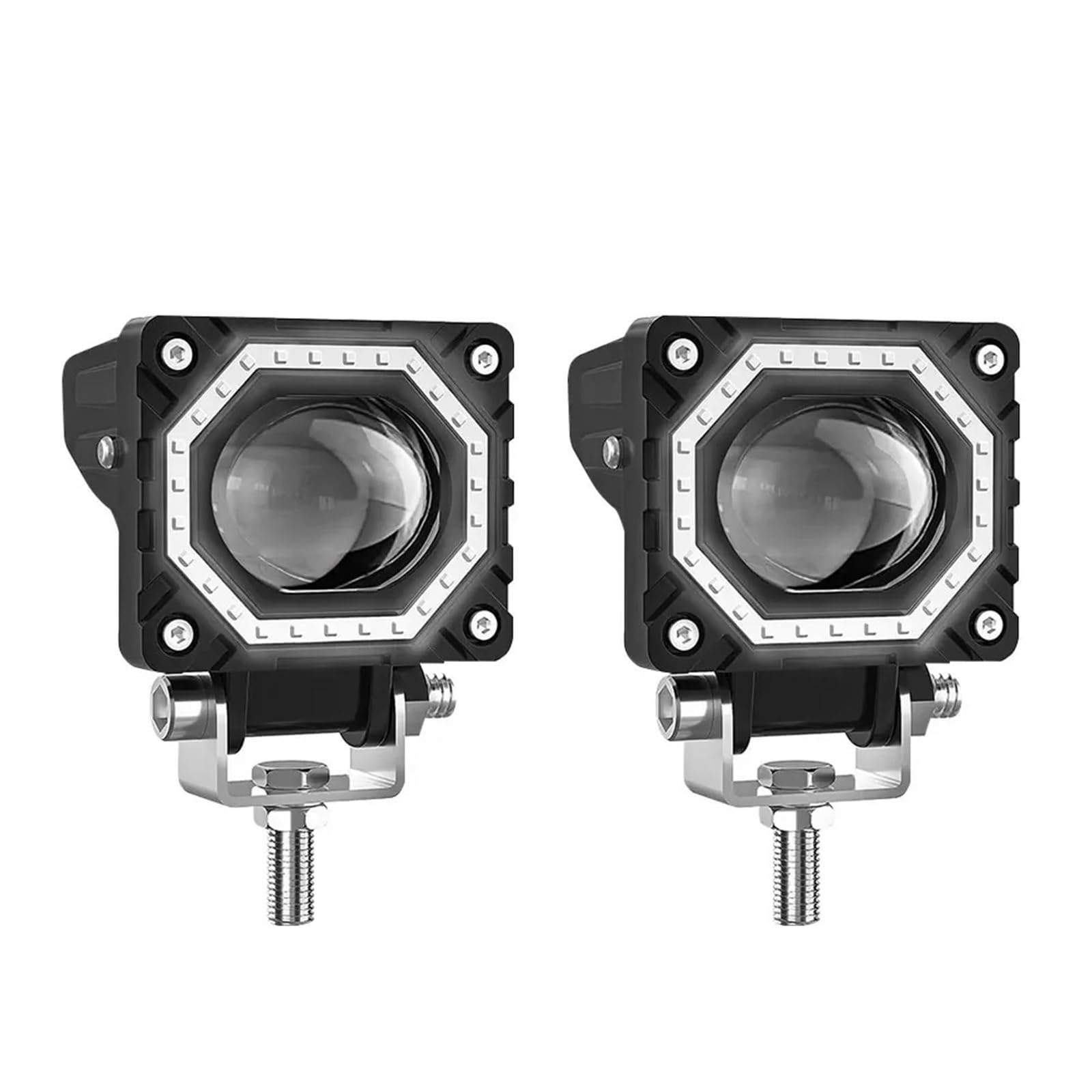Moto Fari Stradali Spot Light Beam Per Motocicletta S14 Square Running Light 14000LM LED Spotlight 8000K DRL Blue Angel Eyes 140W Luce Di Lavoro Ausiliaria