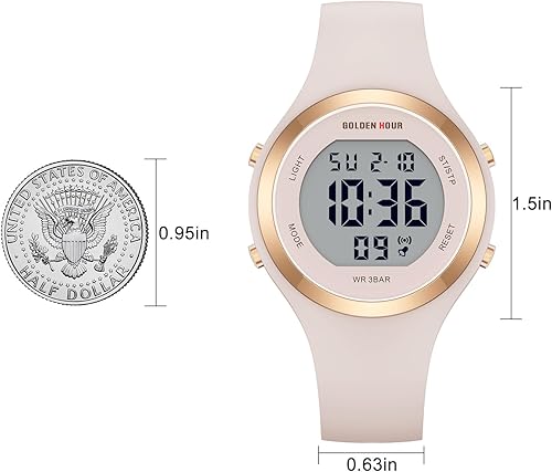 Miniatura 5 de GOLDEN HOUR Reloj de pulsera de silicona con cronógrafo digital impermeable para mujer