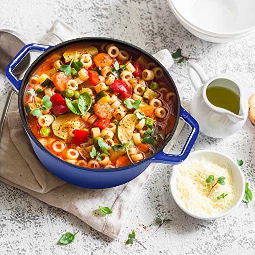Wiselady Enameled Cast Iron Dutch Oven Bread Baking Pot With Lid (3Qt, Blue) #TOP4