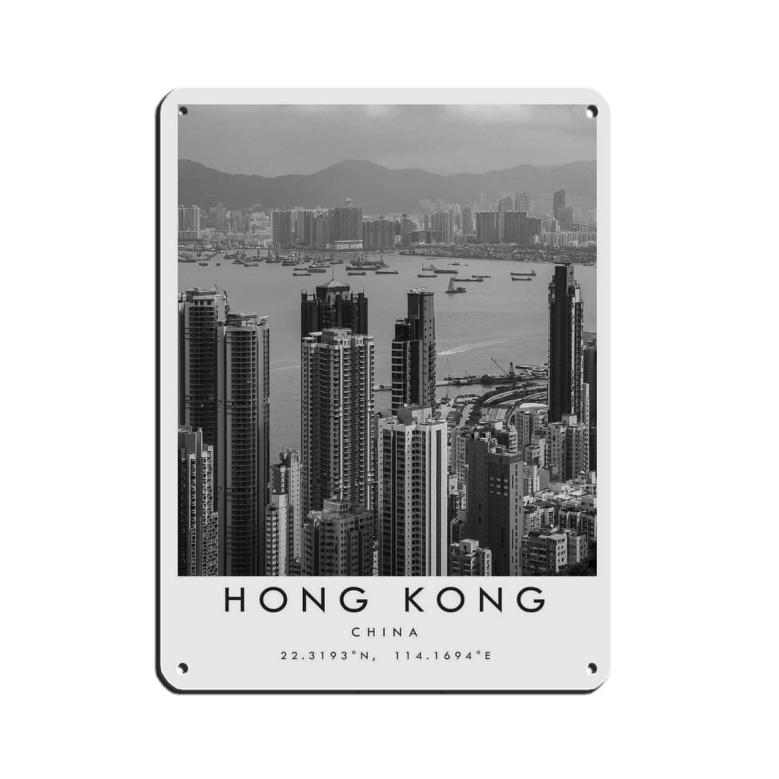Hong Kong Travel, Hong Kong Poster (2) Tin Sign Vintage Metal Pub Club Cafe Bar Home Wall Art Decoration Poster Retro 12x16inch(30x40cm)