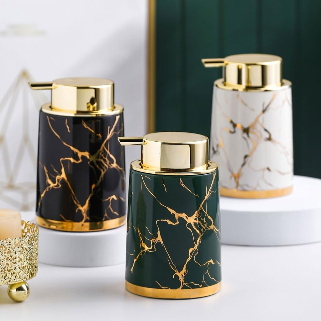 Kitchen Soap Dispenser Modern Home Ceramic Soap Dispenser Press Dispenser Bottle Lotion Liquid Bottle Shampoo Shower Gel Bottle Bathroom Soap Dispenser(A)