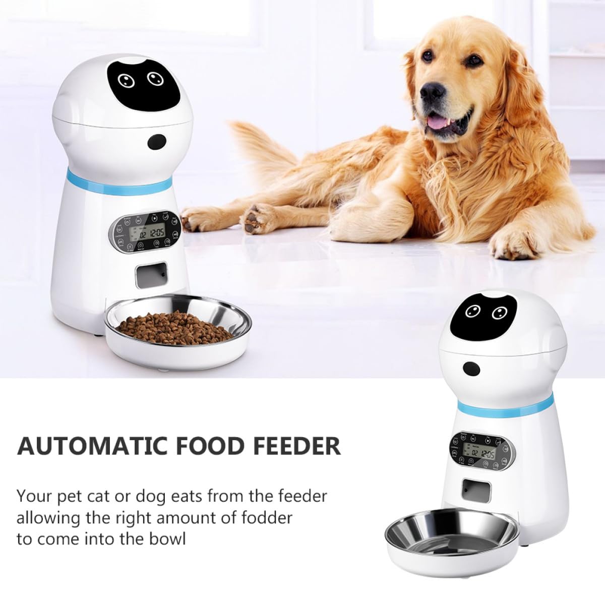 Comedero Automático con Temporizador Digital para Gatos y 3.5l Diseño de Goma Flexible y Alimentación Científica para Uso en Hogar Personal