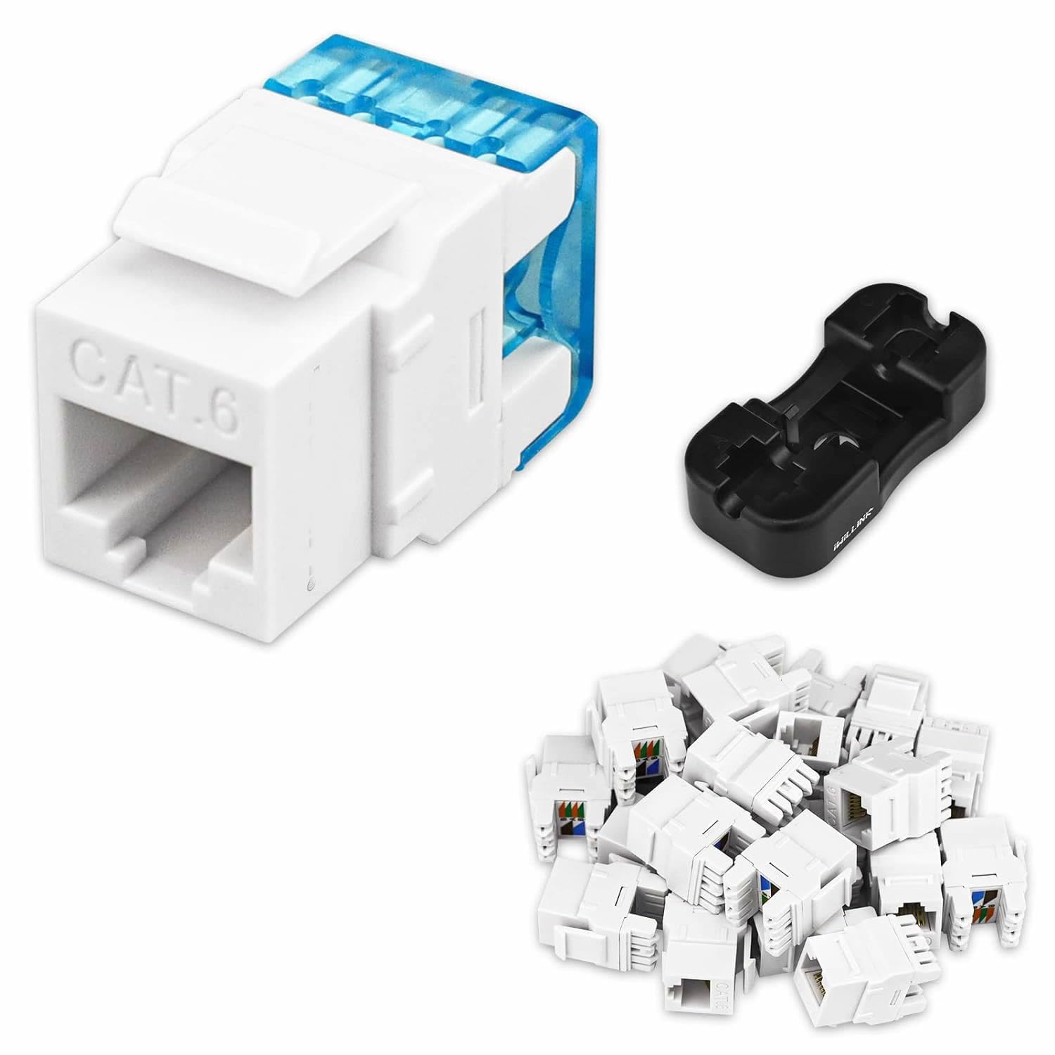 OneLink Dual IDC Cat6 Keystone Jack Rj 45, 50-Pack+Keystone Punch-Down Stand, 180 Degree Ethernet Wall Jack Punch Down, Cat6/Cat5e/Cat5 Keystone Module Connector, White (B0CPWNPF27) Amazon Price History, Amazon Price Tracker