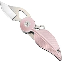 Coowolf Small Pocket Knife for Women and Men, 1 Inch Stainless Steel Blade, Pink Aluminum Handle, Compact Mini Folding Box Cutter for Camping, Hiking, Daily Tasks, Lightweight EDC Gadgets Tools