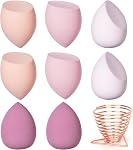 Makeup Sponge Set,Beauty Foundation Blending Sponge,Flawless for Liquid,Cream,Powder,Dry & Wet Beauty Sponge for Make Up (8Pcs-Pink)