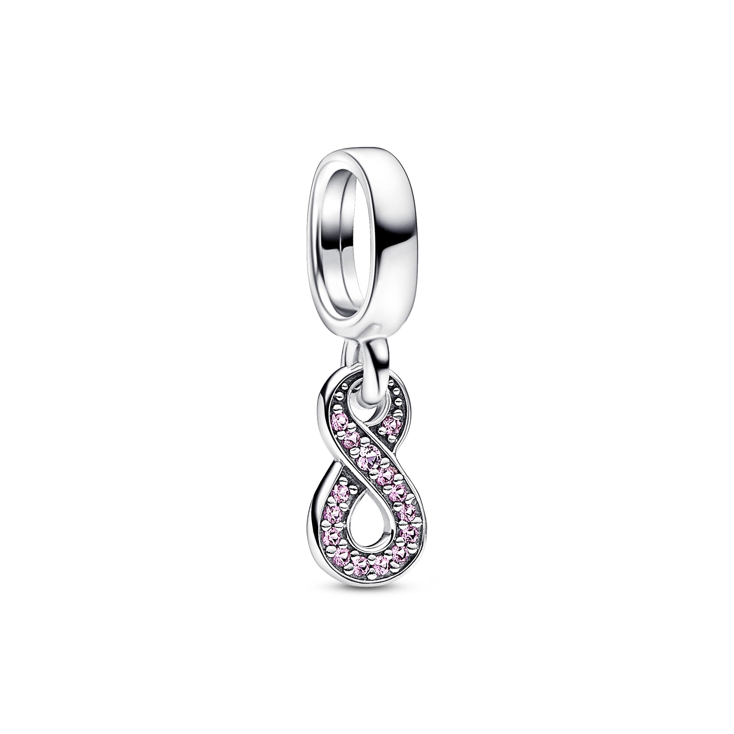 PANDORA Ciondolo Moments con simbolo dell'infinito in argento Sterling con cristalli rosa ciliegia e phlox