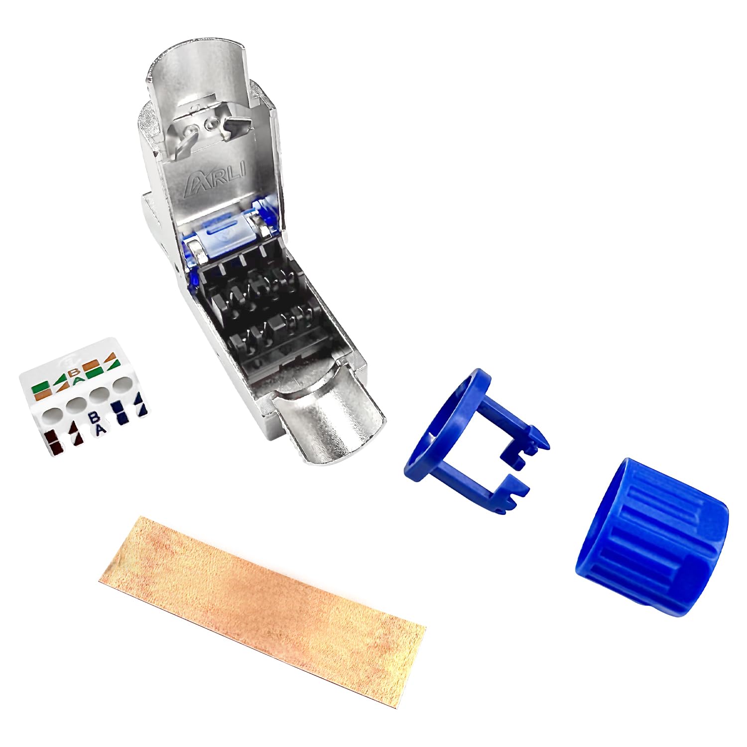 ARLI Cavo di rete CAT 7 da 100 m duplex + 10 connettori di rete RJ45 CAT8.1 senza attrezzi, senza attrezzi, cavo LAN, senza alogeno, cavo di installazione cat7 Twin cavo di rete schermato