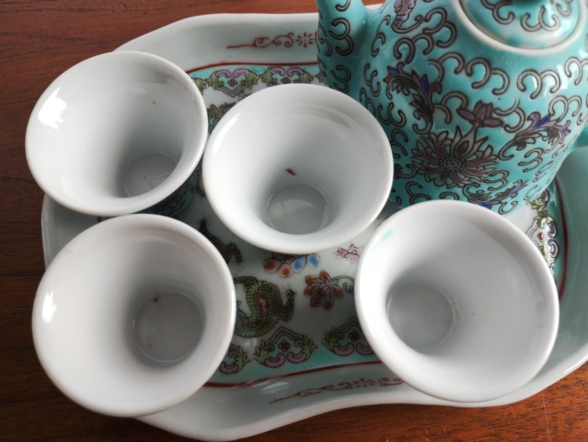 陶器製ドラゴン急須とカップセット Amazon.co.jp: 茶器 景徳鎮 ティーポット お盆 茶杯 6点セット