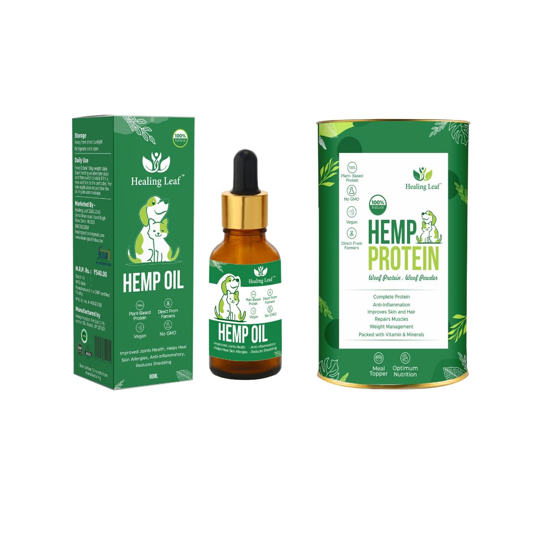Healing Leaf Combo Hemp Seed Dog Protein Powder Supplement Coat, 100g,Magic Potion Pure Hemp Seed Oil | Organically Grown Benefits Nourish Dog’s Skin and Coat 90 ml (B0CLYDDKXM) Amazon Price History, Amazon Price Tracker