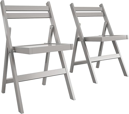 COSCO XL Silla plegable con respaldo de listones de madera, paquete de 2, color gris