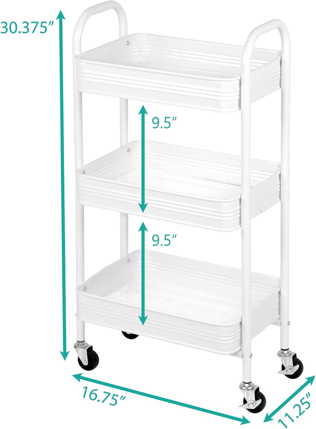 70% Off Discount East Bank Designs 3-Tier Cart, White