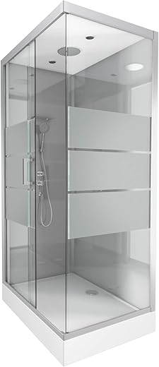 DE BESTE RECHTHOEKIGE DOUCHECABINE 110 X 80 X 215 CM - SILVERY STRIPE RECTANGLE