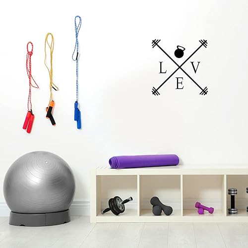 Calcomanía de vinilo para pared, gimnasio de amor, 20 x 20 pulgadas, calcomanía motivacional positiva y saludable para oficina, sala de