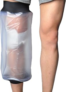 Felenny Protector de vendaje impermeable y reutilizable, protector de brazo para ducha, protección hermética contra heridas rotas de rodilla, color negro