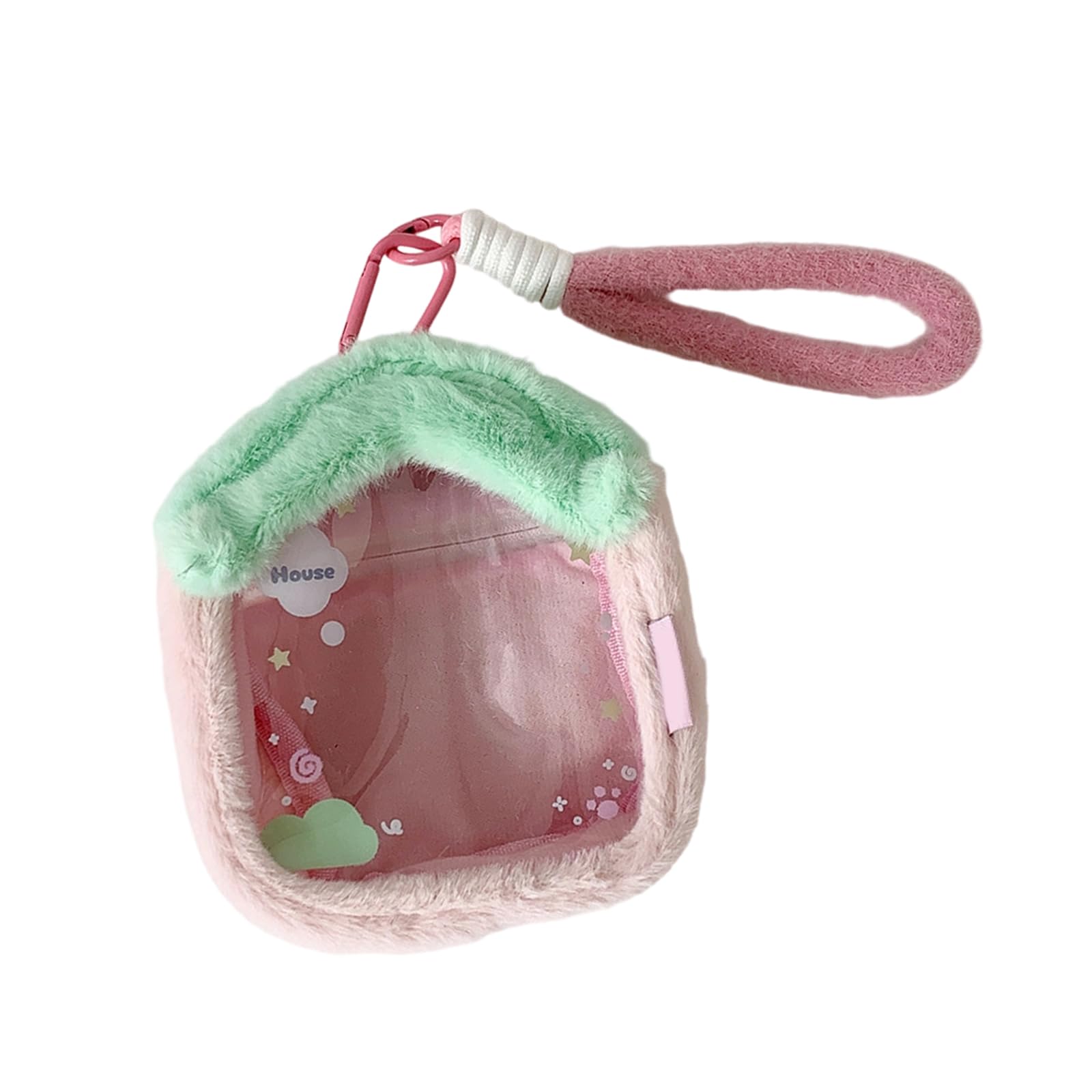 Clear Figure Display Bag with Keychain Hanging Minis Doll Storage Bag Dustproof Collectibles Case for Minis Figures, Dolls Clear Figure Display with Keychain