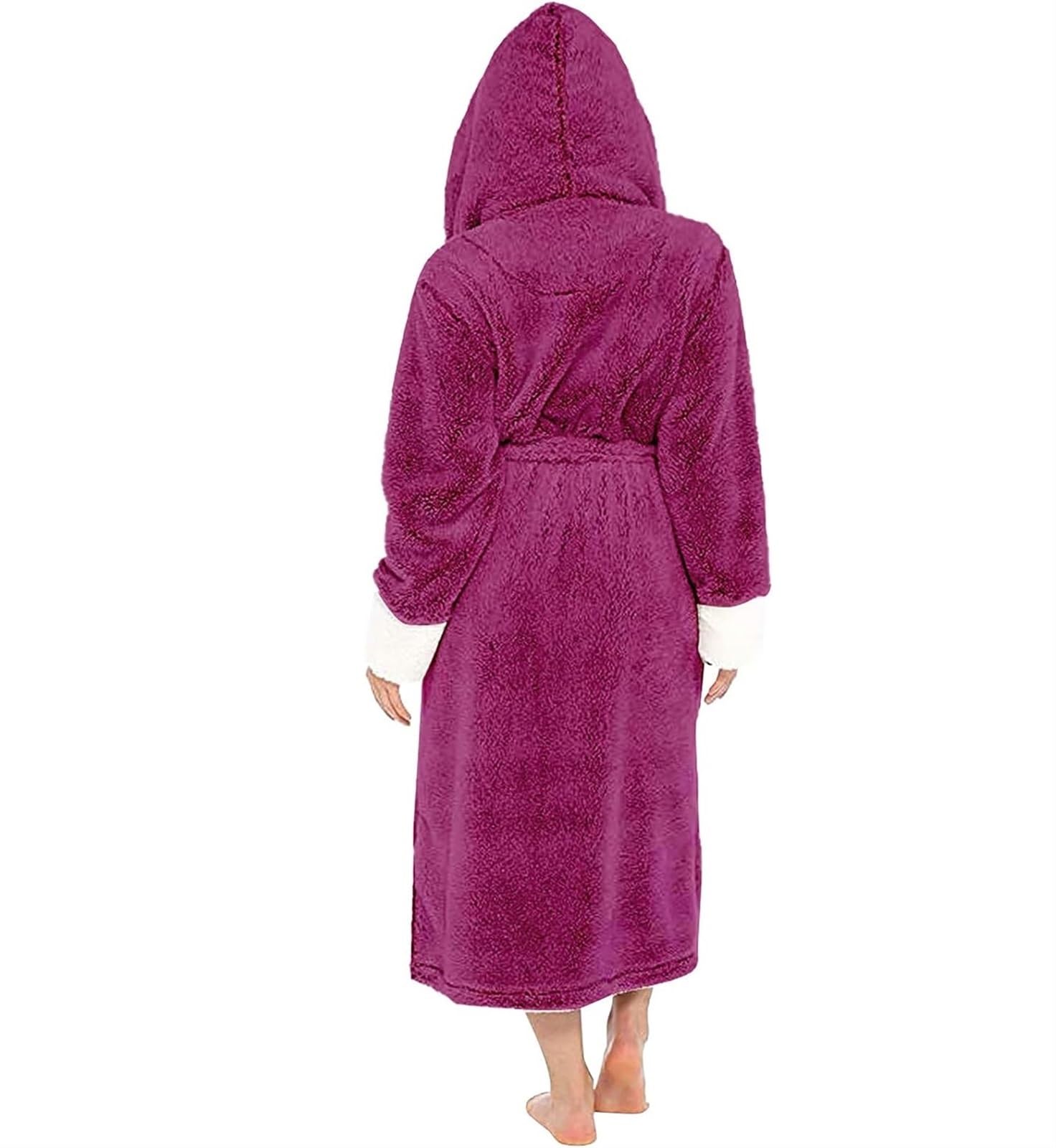 Szlafrok Damska Dopasowana Piżama Szlafrok Wydłużona Bielizna Nocna Z Kapturem Loungewear Plus Size Odzież(XL)