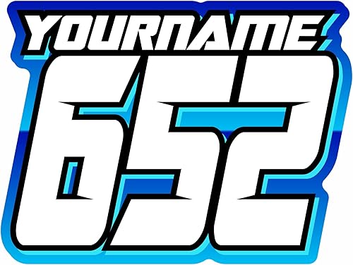 Miniatura 5 de Número MX y ATV con calcomanías de placa de nombre, juego de 3 números de carrera multicolores, elige tu número, nombre, tamaños y colores