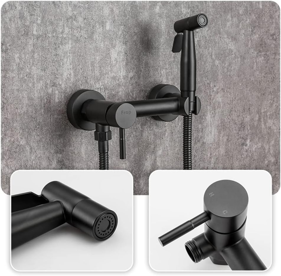 Toilet Bidet Kit - Matte Black Brass Handheld Bidet Sprayer - Hot and Cold Water Toilet Shower Head — view 4