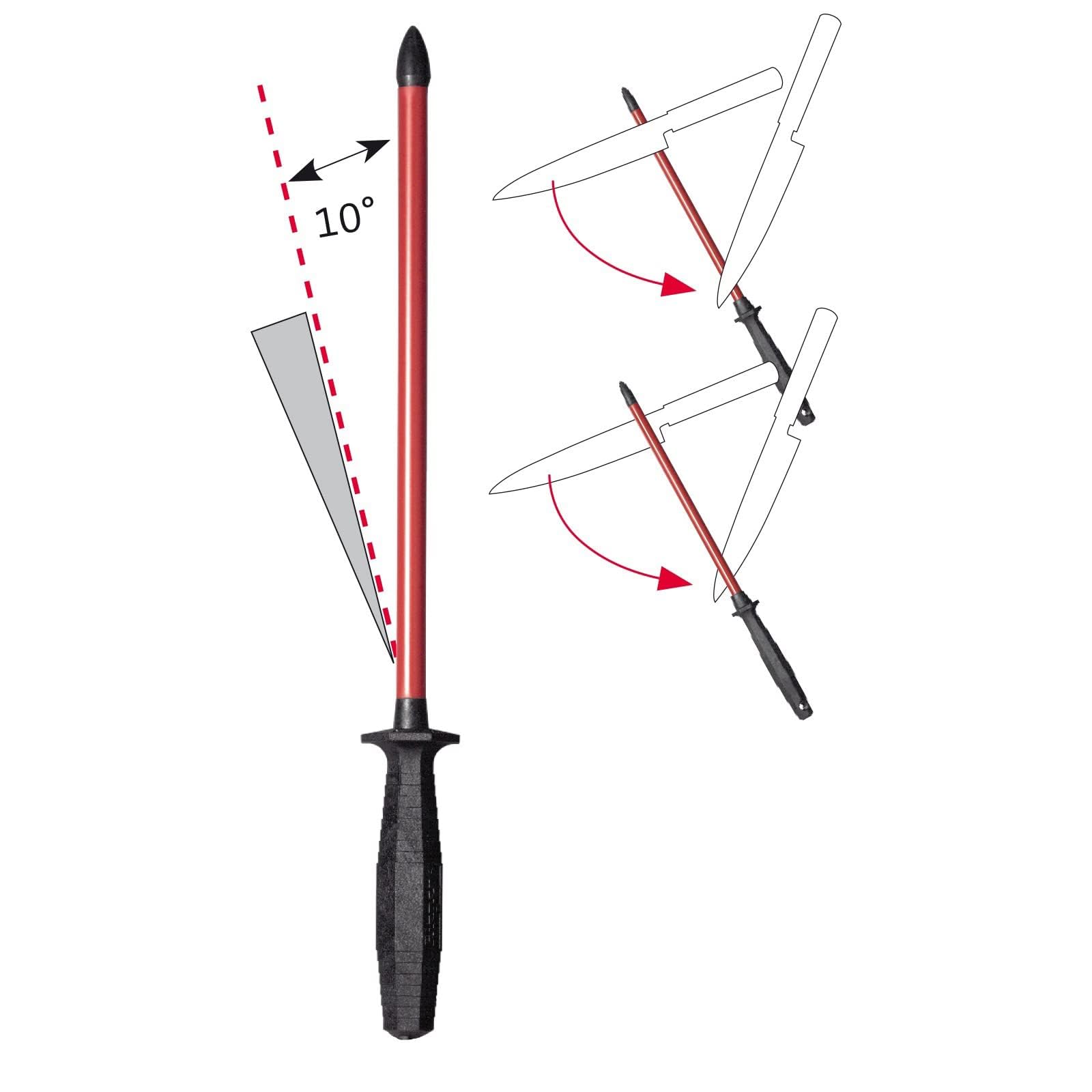 Westmark Wetzstab, Länge: 35,3 cm, Sinterrubin/Kunststoff, Sieger-Long-Life, Rot/Schwarz, 19712260