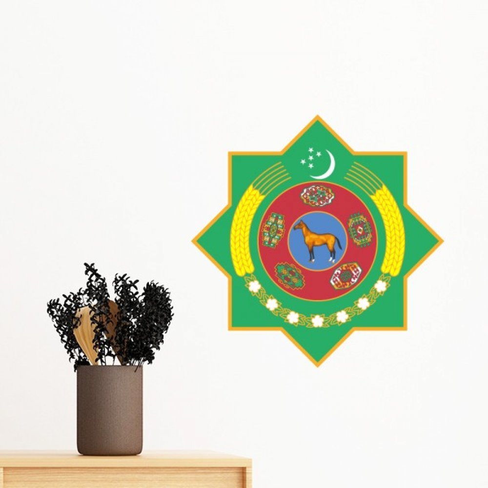 Emblème National Turkménistan Sticker Mural Art Asiatique Salon 60cm
