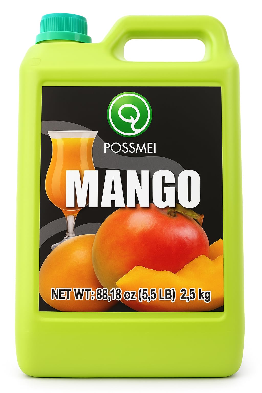 POSSMEI Sirope de Mango 2.5 kg – Concentraco Profesional para Bebidas, Cocteles, Smoothies, Postres y Helados – Apto Vegano, Sabor Tropical Intenso