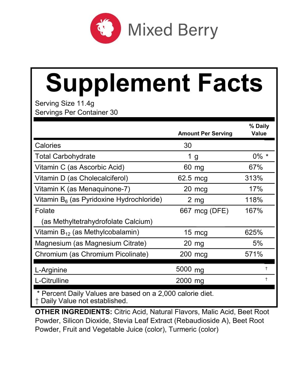 Fenix L-Arginine Complete 5000mg, Mixed Berry Nitric Oxide Booster — Amazon image 5