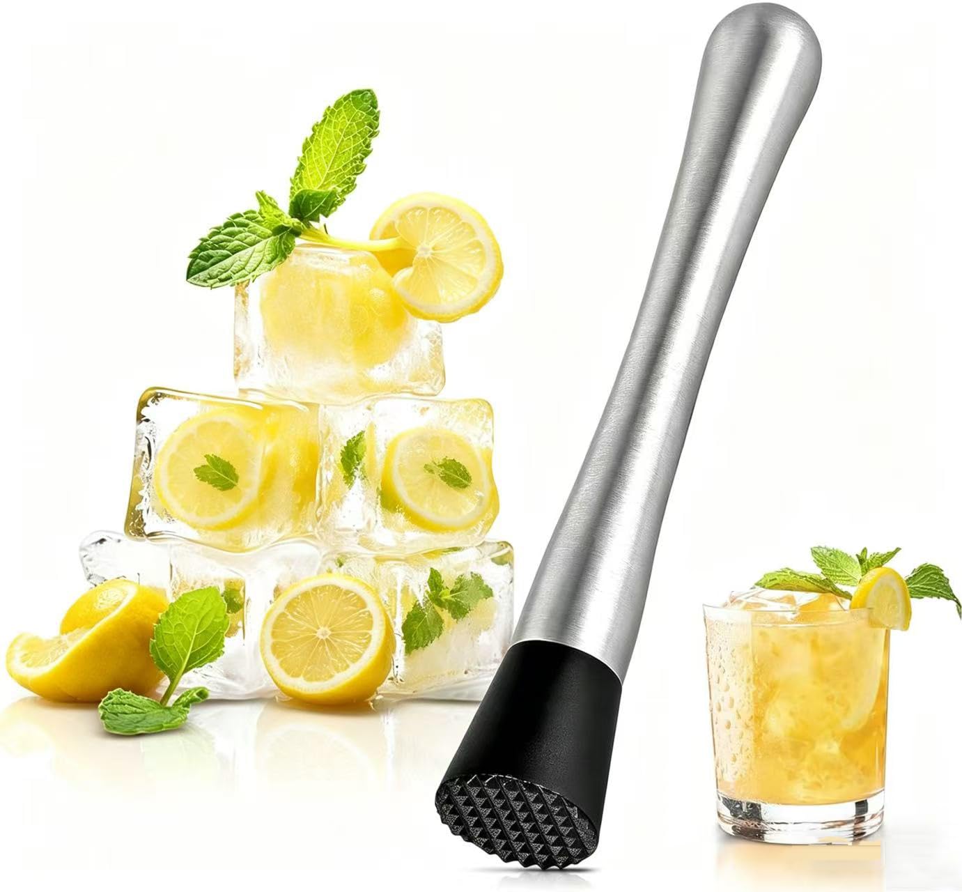 Cocktail Pestle Stainless Steel Professional Cocktail Accessories, Ice Crusher Breaker, Multifunctional Mixer Pestle Cocktail Muddler for Debugging Delicious Cocktails, Mojito, Drinks and Juices (20