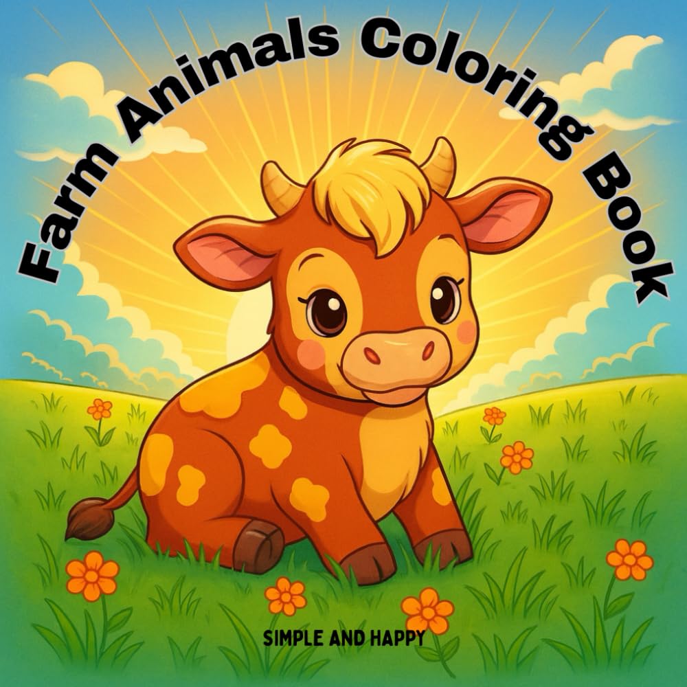 Kawaii Farm Animals Coloring Book