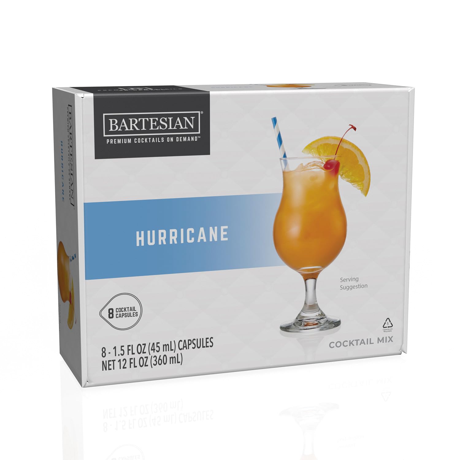 Bartesian Hurricane - Ingrédients pour Cocktail au Rhum - Capsules pour le Bartesian Cocktail Maker - Préparation sans alcool à mélanger avec des spiritueux - Lot de 8 capsules
