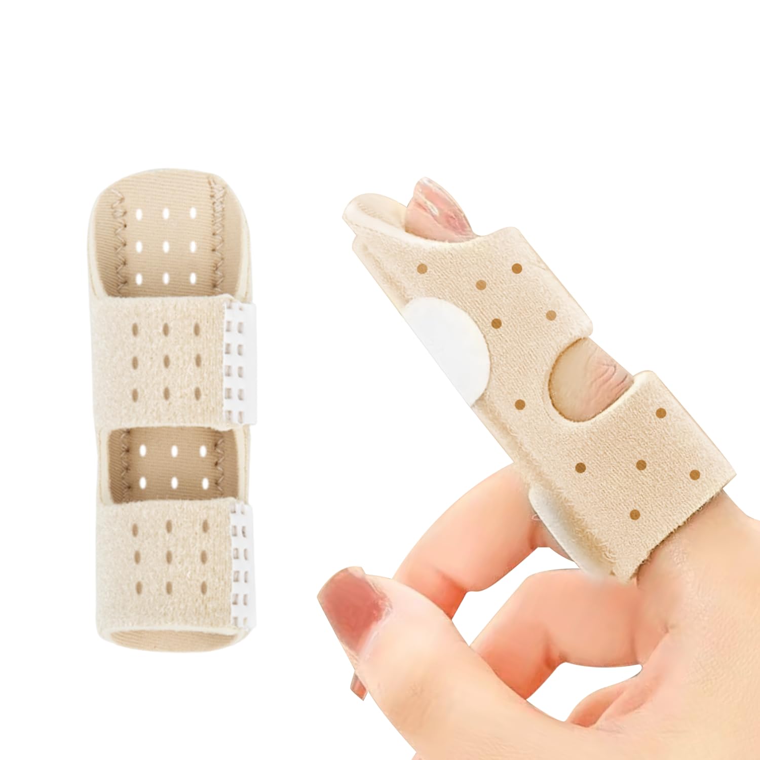 CoolShef Finger Splint - Universal Beige Straightener Brace for Broken, Sprained, Trigger Finger, Arthritis & Tendinitis Relief - Thumb Support for Middle, Index, or Ring Finger-image-32