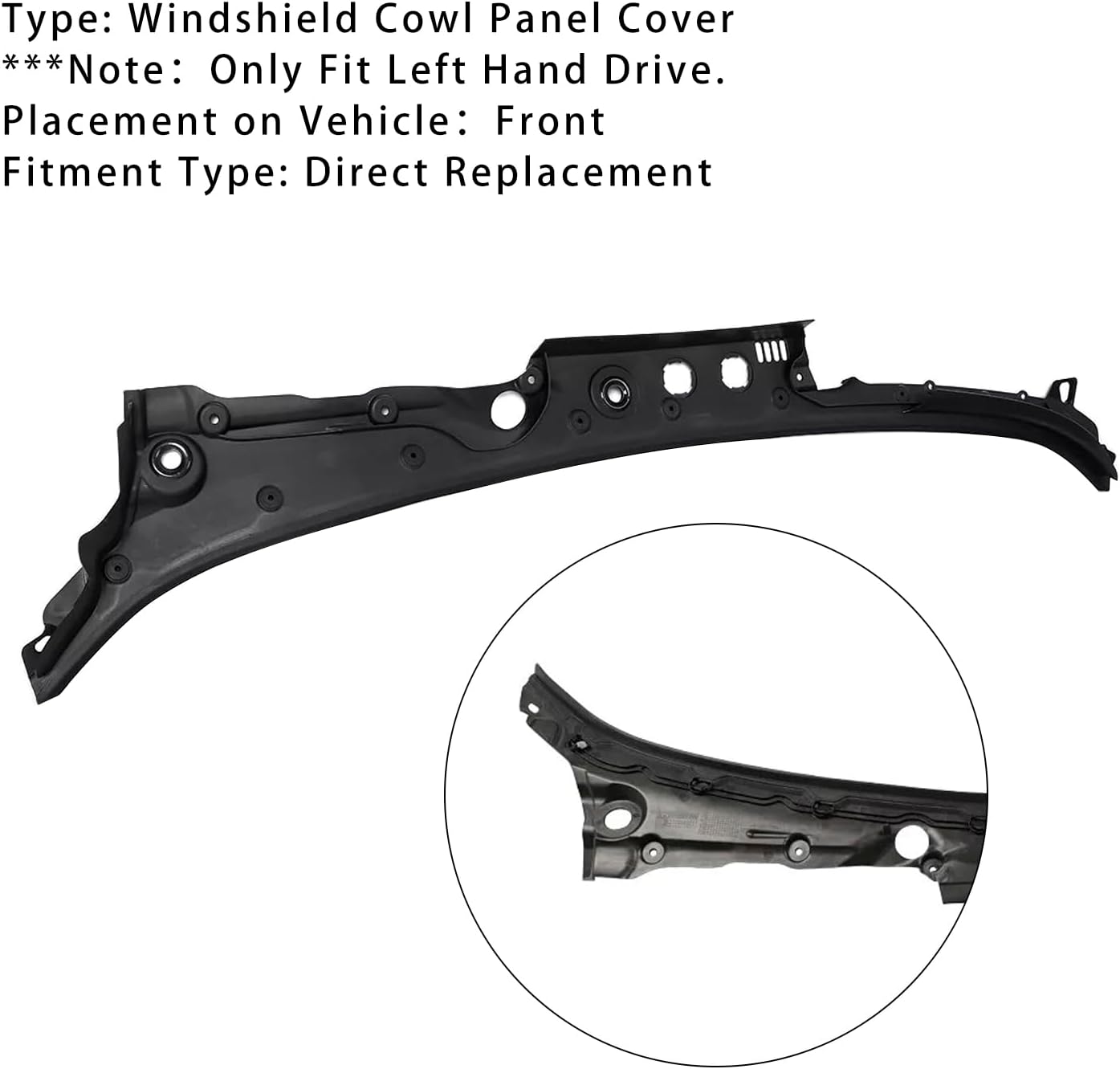 Areyourshop Windshield Cowl Panel Cover 51717203124 for BMW 5series 528i 535d 550i 2011-2016