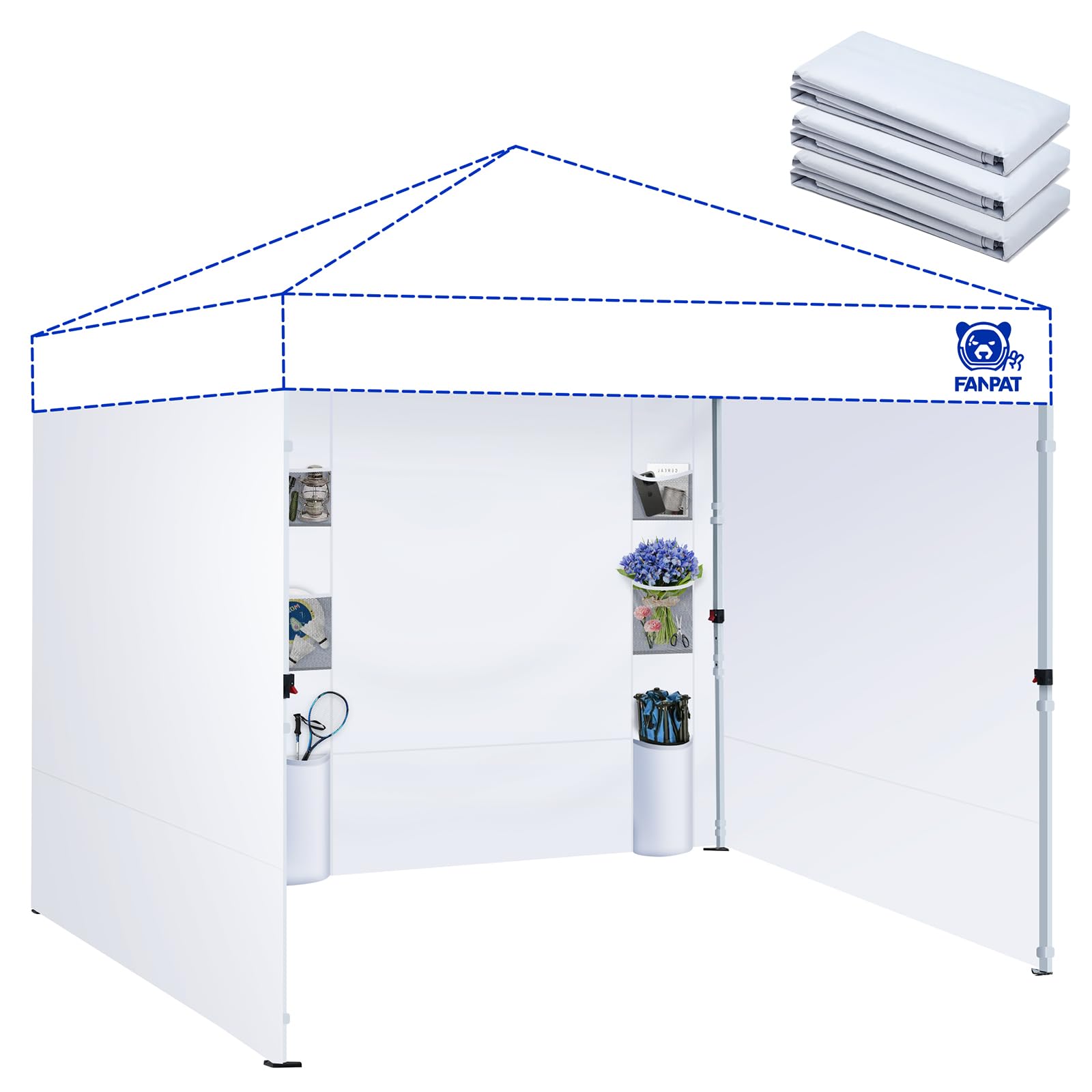 Instant Canopy Tent SideWalls with 6 Pockets for 10x10 FT Pop Up Canopy, 210D Polyester Waterproof(3PCS Sidewall Only, Canopy Tent NOT Included)