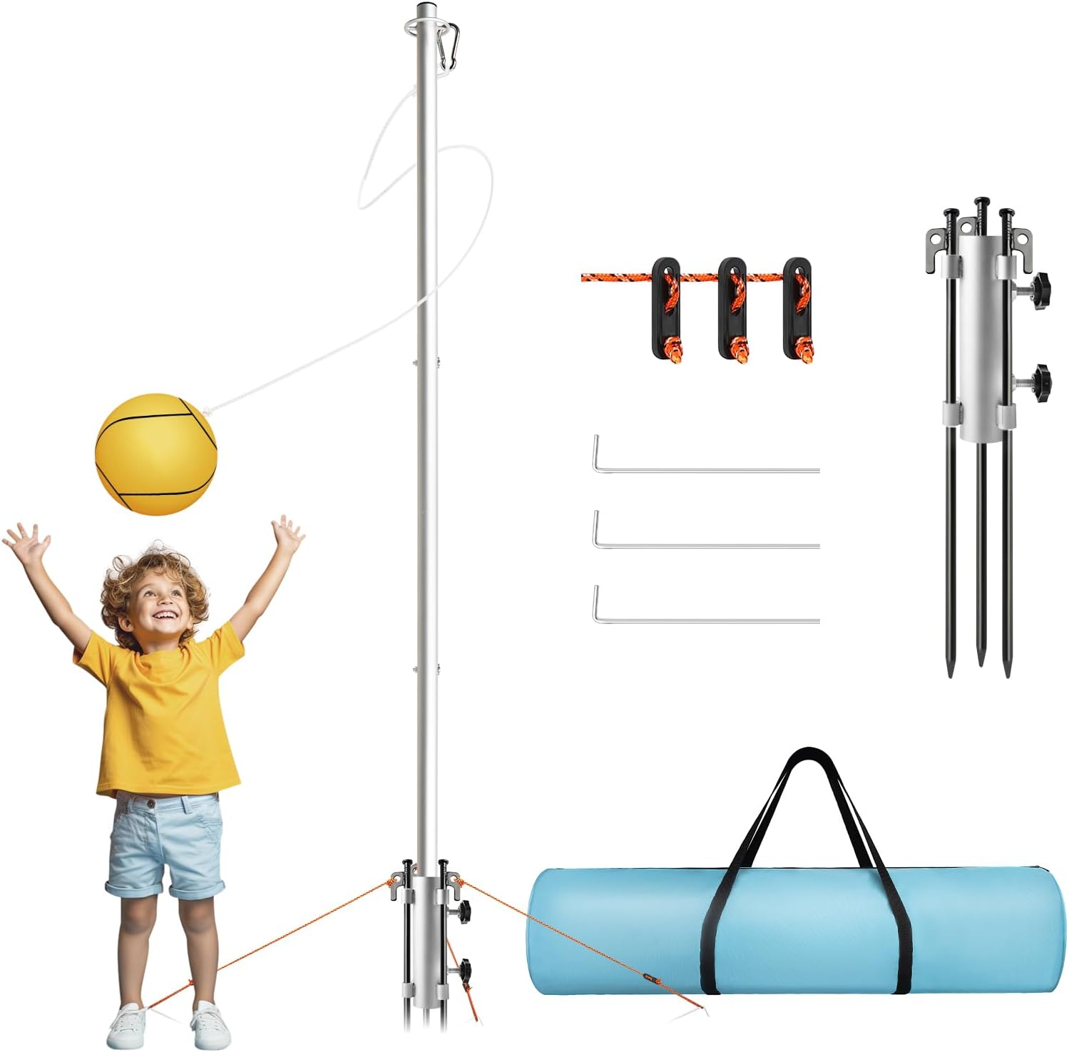 Trymaker Tetherball Set, Tether Balls and Rope Set with