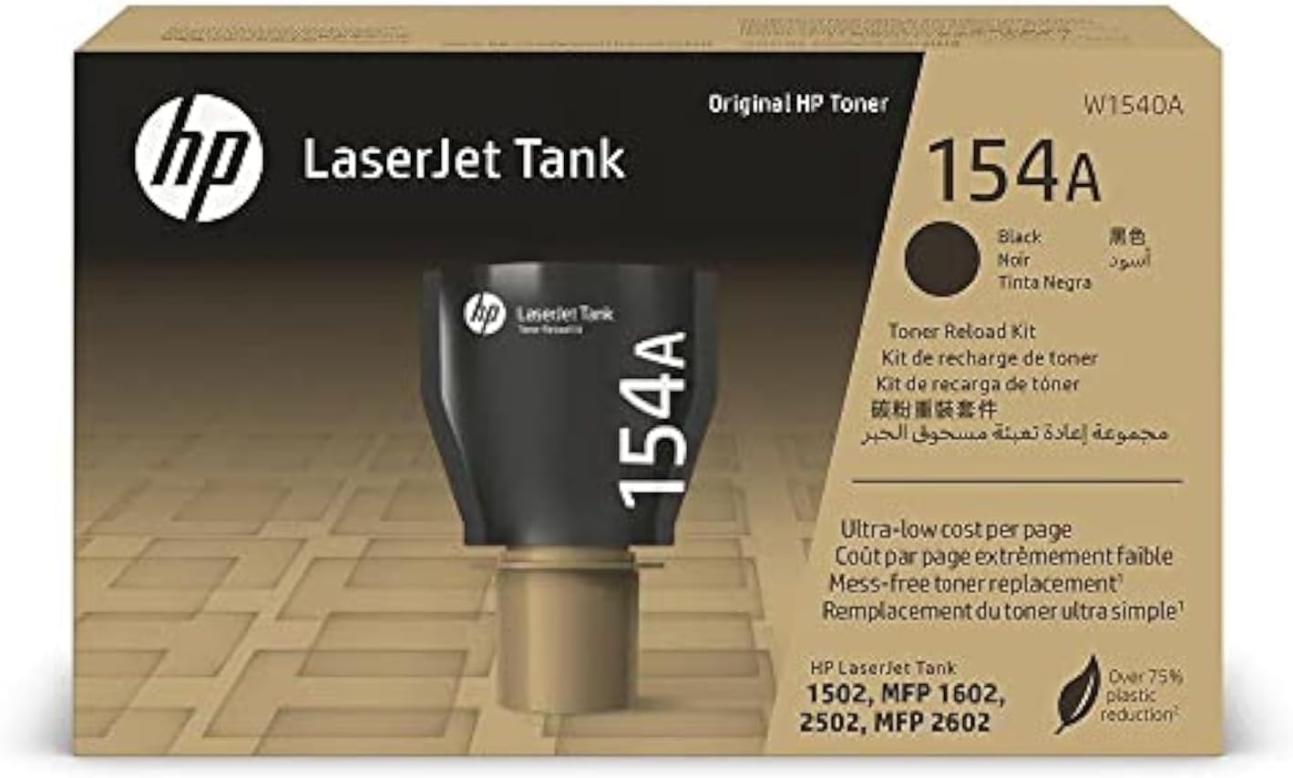 HP 154A BLK LASERJET TANK TONER RLD KIT|Black|2500 pages|HP LaserJet Tank 1502w, 2502dw, MFP 1602w, MFP 2602dn, MFP 2602snd, MFP 2602sdw|W1540A.